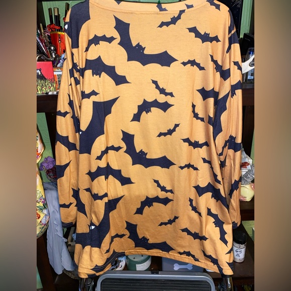 BloomChic Halloween Bat Print Pajama Set 3x 22/24 Orange and Black - Picture 4 of 10